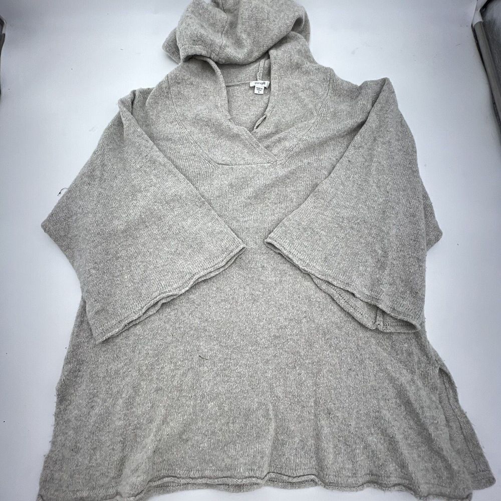 J Jill Women's Tunic Top Small Cotton Wool Yak Blend Gray Hooded Oversized